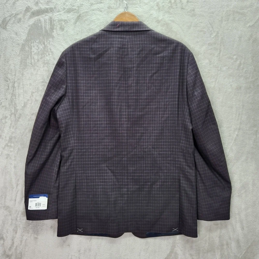 Tommy Hilfiger Conrad Sport Coat Mens 44L 44 Long Purple Plaid TH Flex $295 New